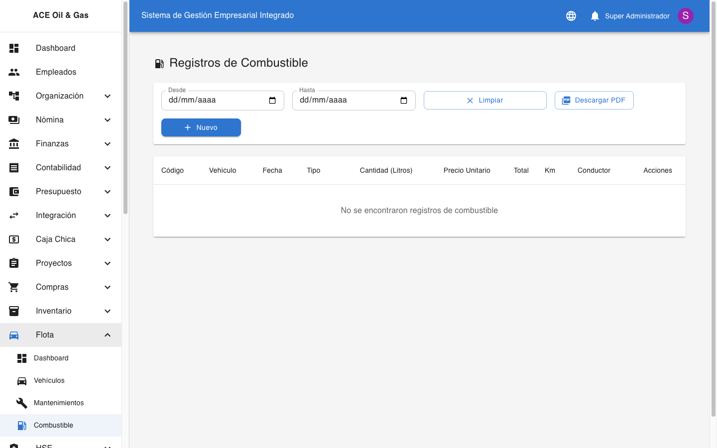 Registro de Combustible
