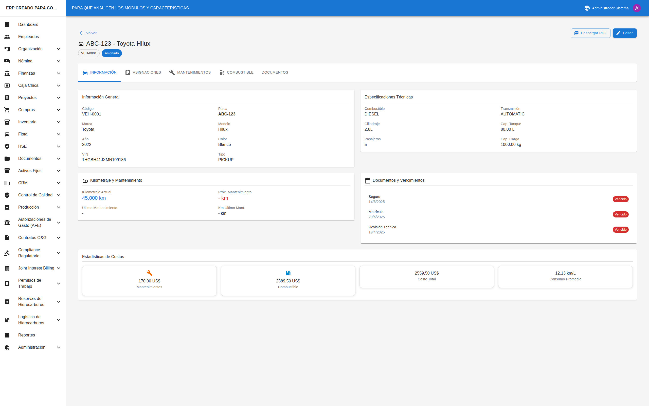 Detalle de Vehículo