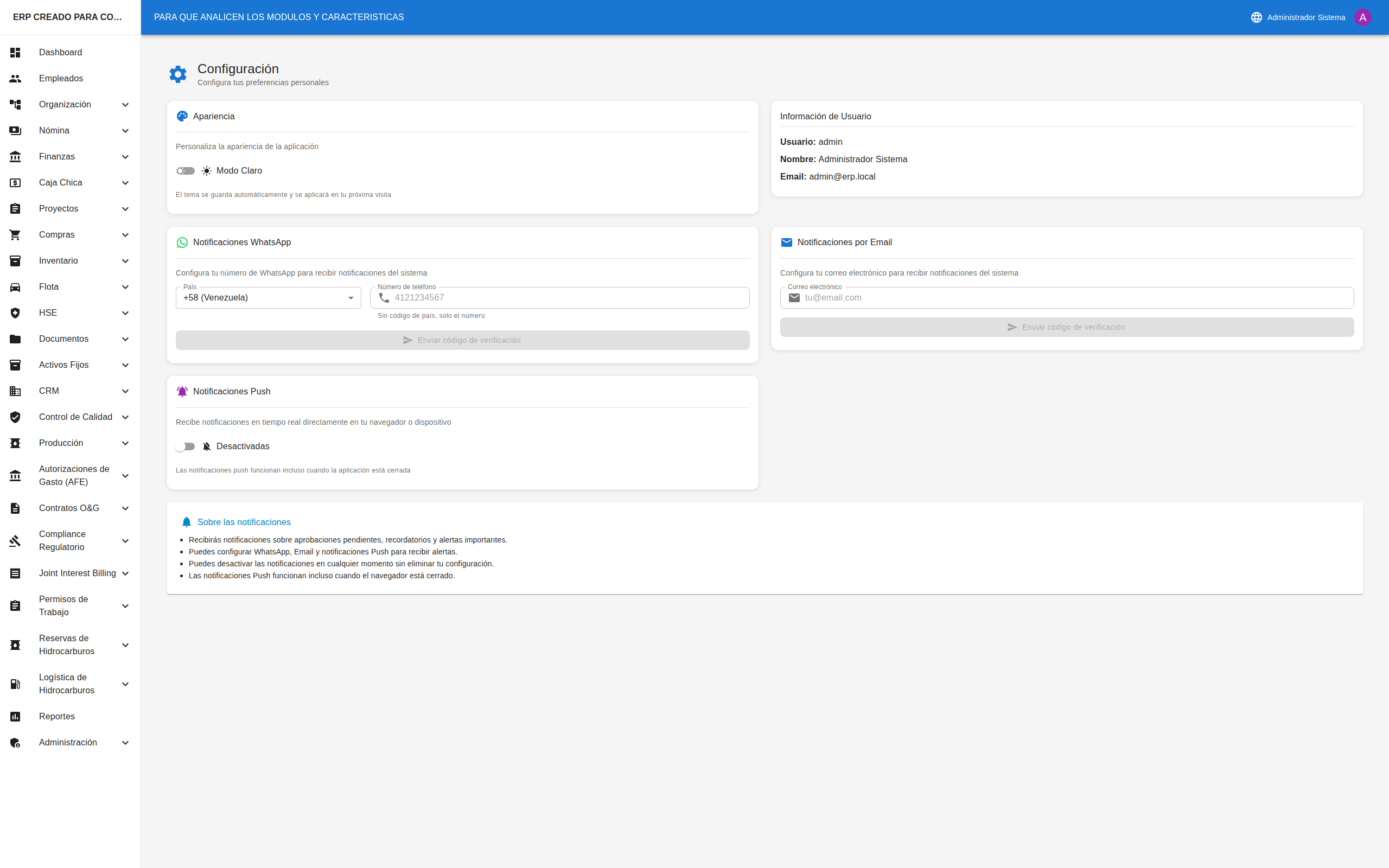 Configuración de Notificaciones